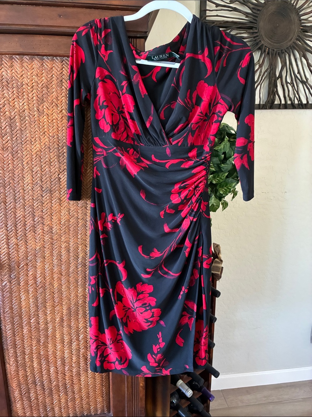Lauren Ralph Lauren Black Dress with Red Floral Print
